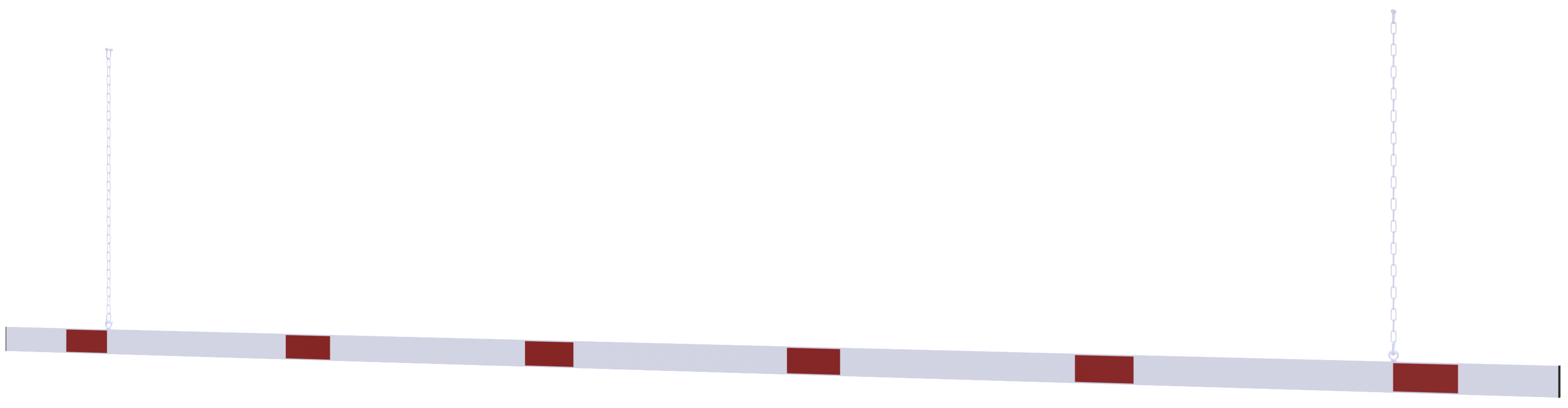 Barriere aus Aluminiumprofil 100x20mm mit seitlichen_x000D_ Schutzkappen, Gesamtlänge 6000mm, inkl.