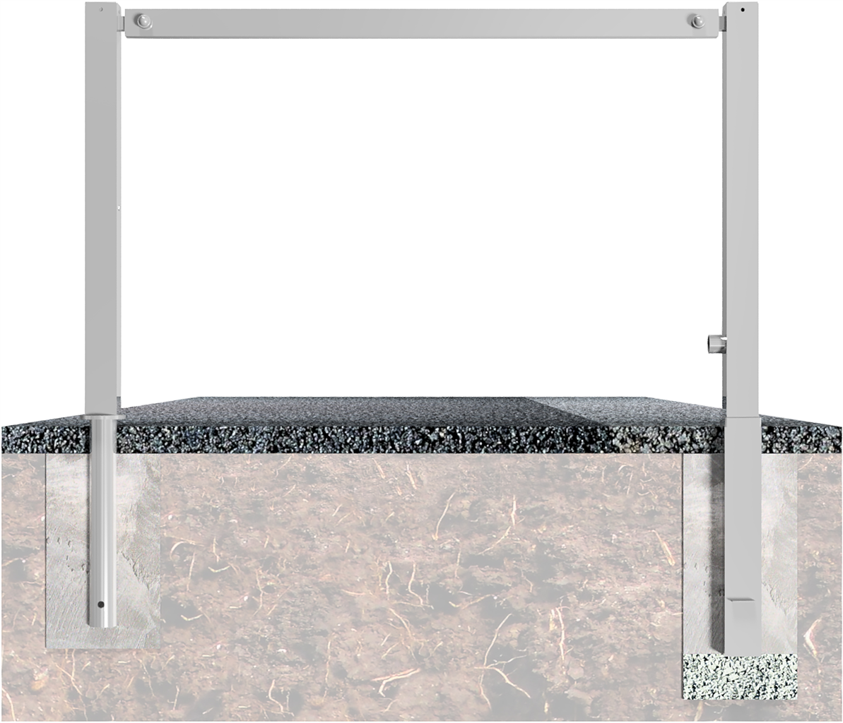 Wegesperren 1,50m ohne Knieholm_x000D_ mit Dreikantverschluss, schwenkbar_x000D_ feuerverzinkt