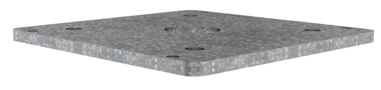 Adapterplatte für Aluminium-Mast_x000D_ zur Aufnahme von Lampenmasten Maße 470 x 470 x 20 mm_x000D_