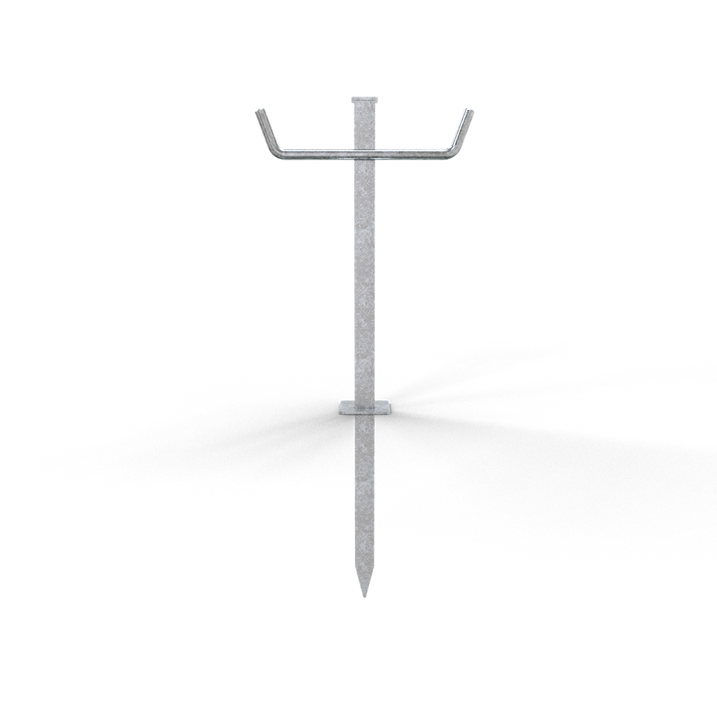 Kabelführungspfosten_x000D_ mit praktischer beidseitiger Kabelhalterung, zum Einschlagen in den Bode