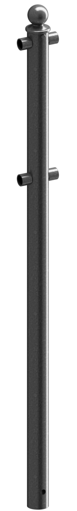 Mittelpfosten für Schutzgeländer_x000D_ Ø60mm, mit Alu-Kugelkopf_x000D_ für Ober- und Knieholm, feue