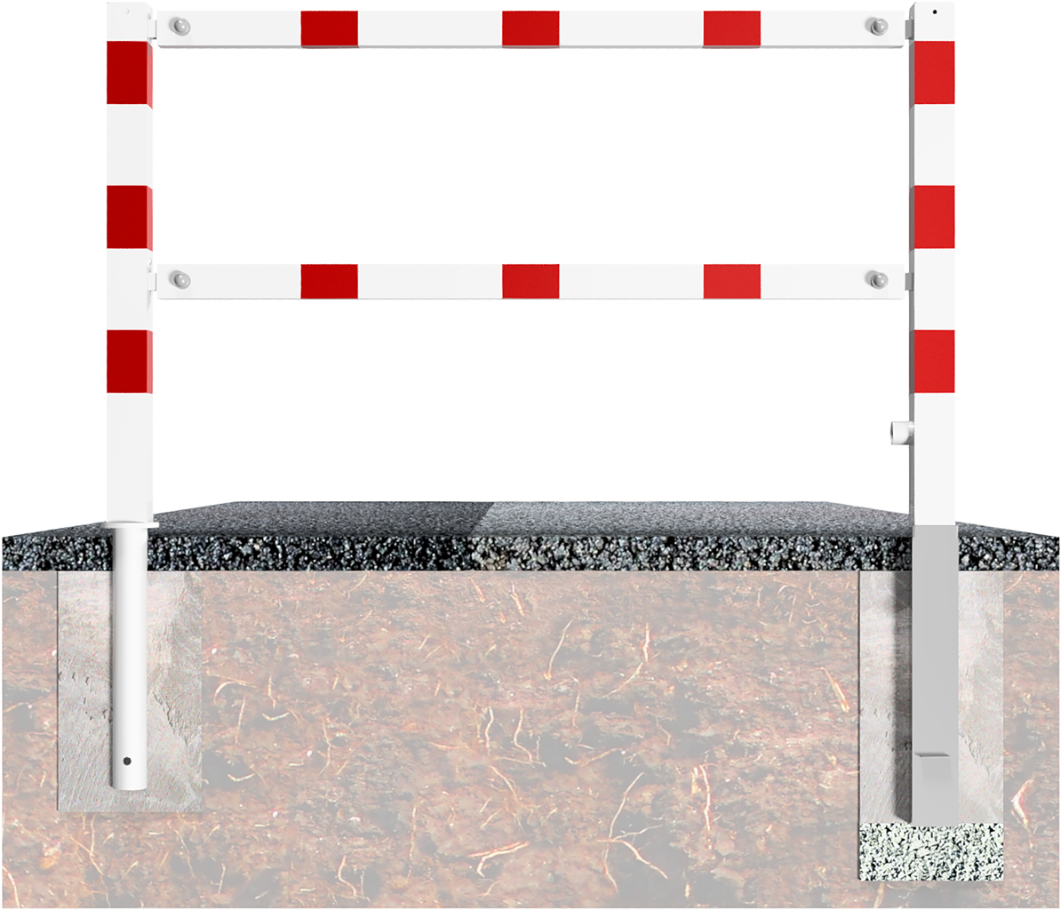 Wegesperren 2,00m mit Knieholm_x000D_ mit Dreikantverschluss, schwenkbar_x000D_ feuerverzinkt, weiß