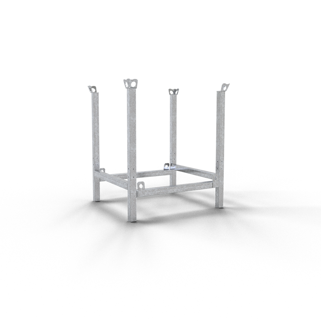 Stapelpalette _x000D_ _x000D_ Für stehende Lagerung von Absperrgittern. _x000D_ _x000D_ Füllmaße: 90