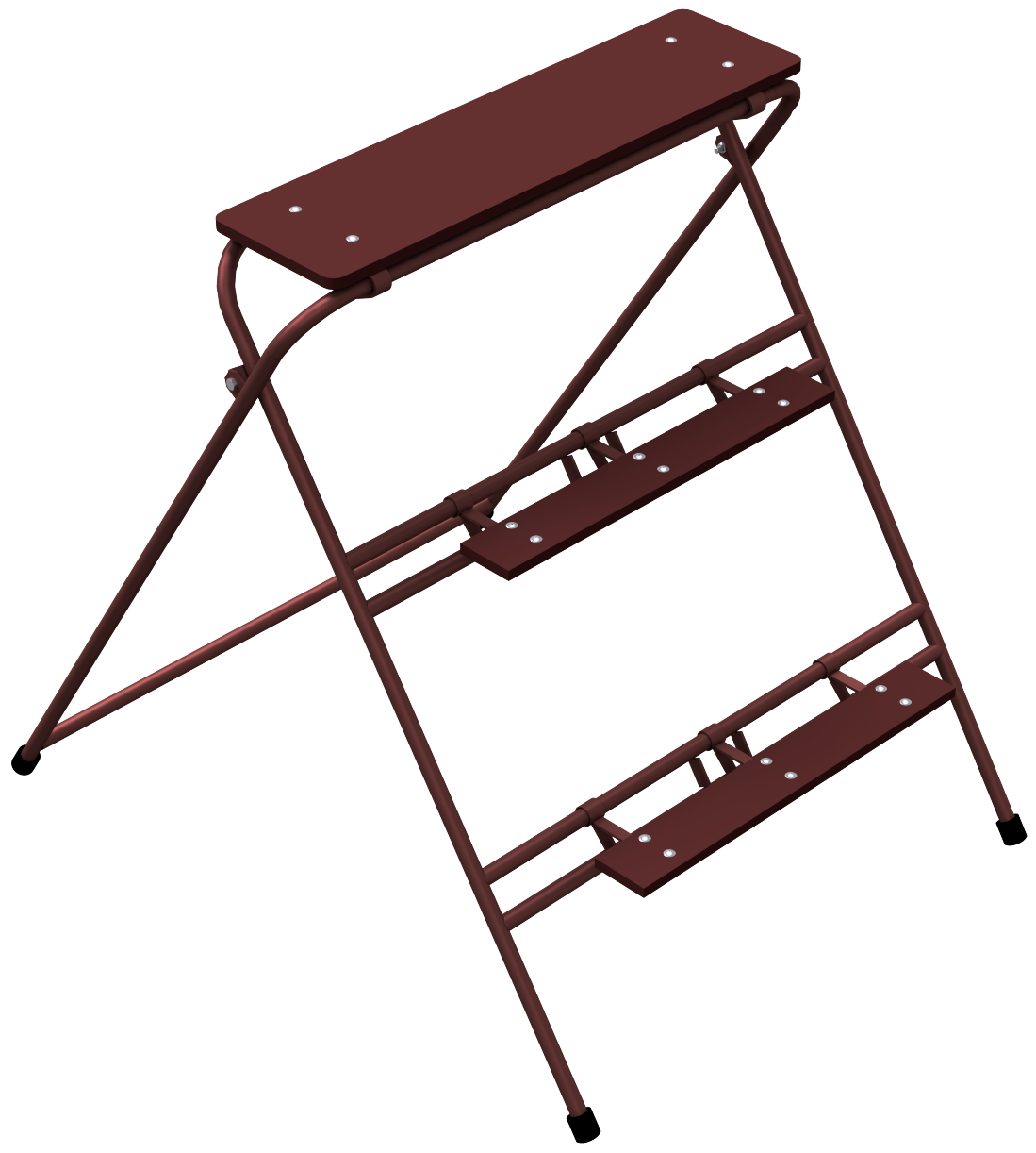 Arbeitstritt 1,00m x 1,20m_x000D_ braun lackiert_x000D_ Auftritt-Tiefe 0,25m