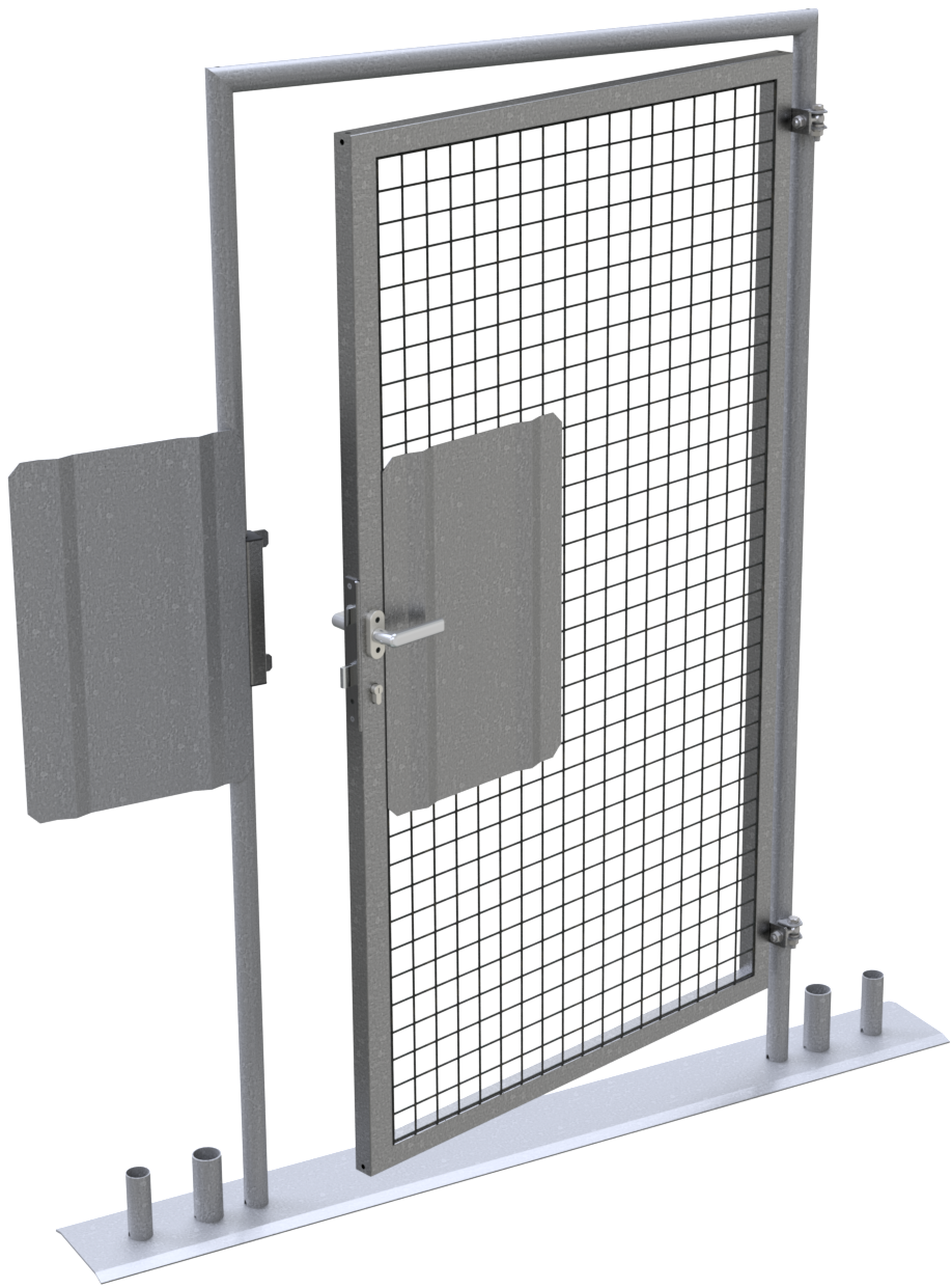 Mobilzaun Fluchttür mit Panikfunktion E,_x000D_ aus einer stabilen Stahlrahmenkonstruktion verschwei