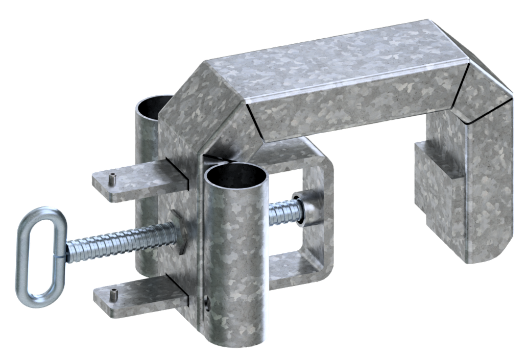 Uni-Geländerhalterung Typ B_x000D_ zur einfachen Aufnahme von Ø 40 - 42 mm Mobilzaun oder Absperr_x0