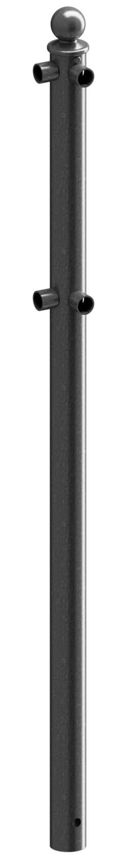 Eckpfosten für Schutzgeländer_x000D_ Ø60mm, mit Alu-Kugelkopf_x000D_ für Ober- und Knieholm, feuerve