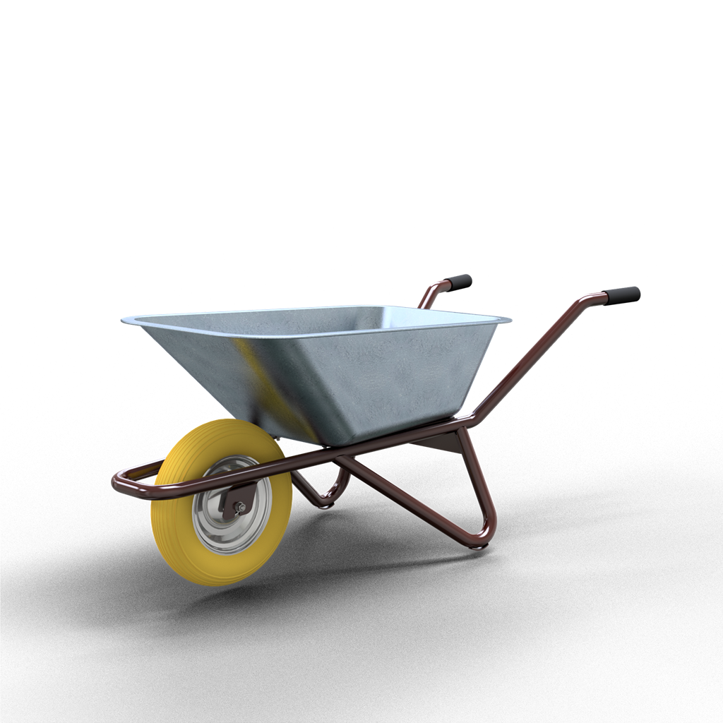 Schubkarre Polier Typ 25_x000D_ mit Tiefmulde 90 Ltr., Blechstärke: 1,25 mm, verstärkt mit Drahteinl