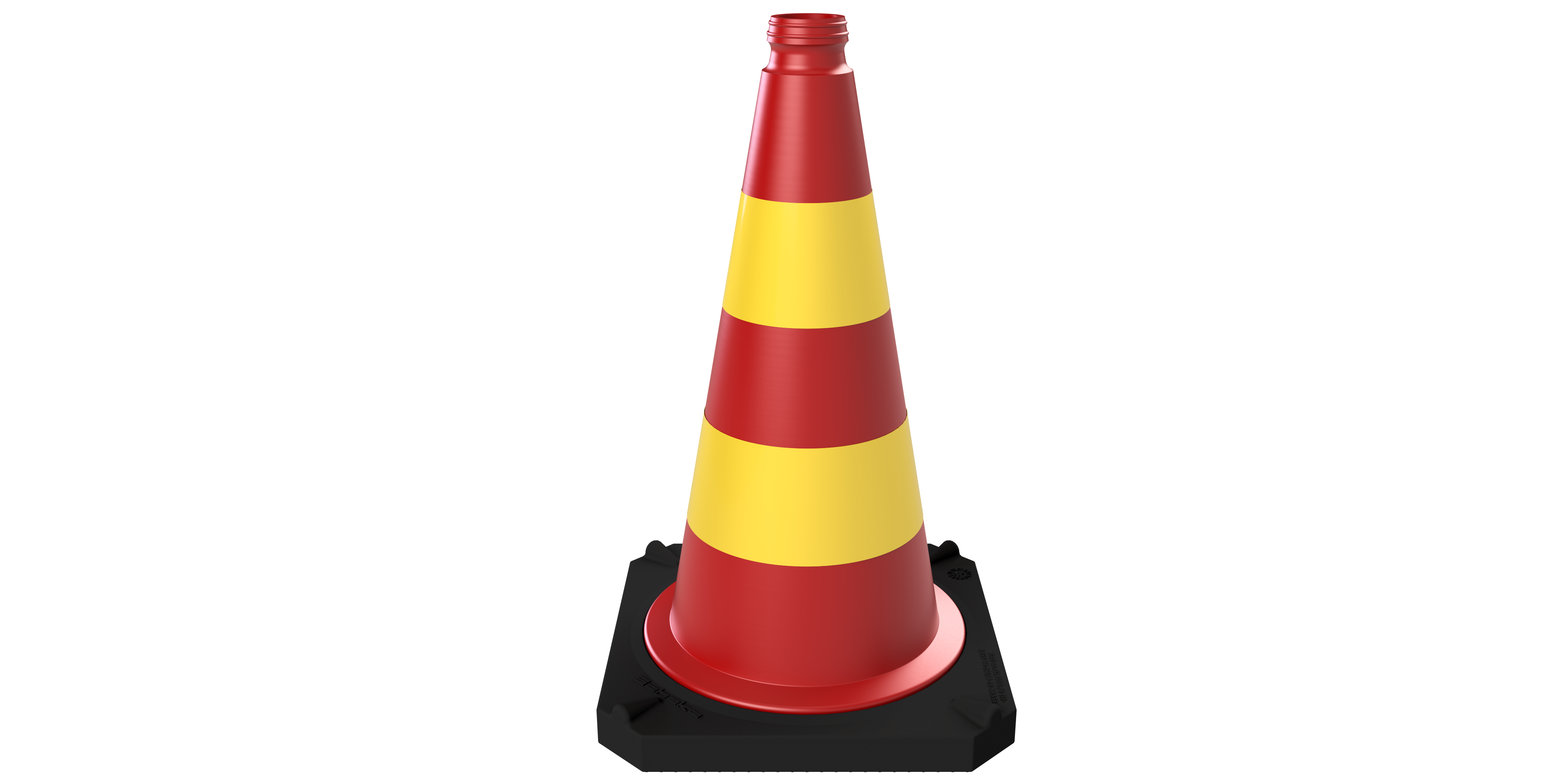 Leitkegel rot/ gelb 500mm, zweiteilig_x000D_ gute Standfestigkeit, stapelbar, Fußplatte aus_x000D_ R