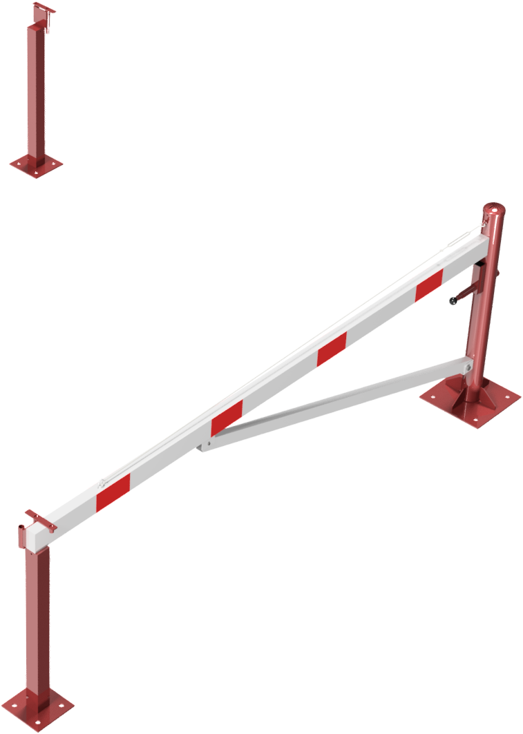 Drehschranke 3,00m, für Vorhangschloss,_x000D_ mit Seilzugverstärkung,_x000D_ Drehpfosten: Ø 102mm,