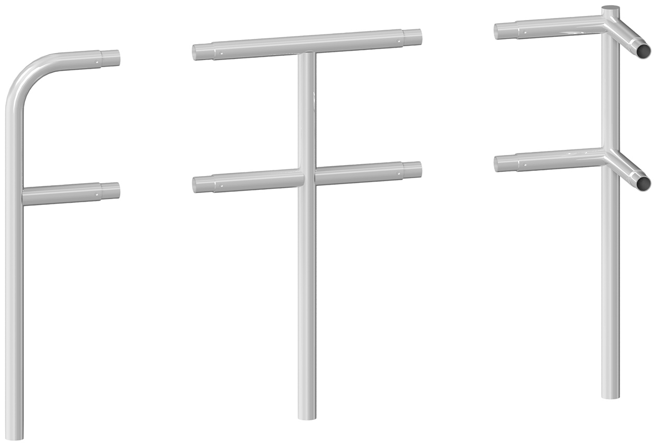 Eckpfosten für Schutzgeländer_x000D_ aus Stahlrohr Ø48mm_x000D_ Breite: ca. 500mm, Höhe über Flur: 1