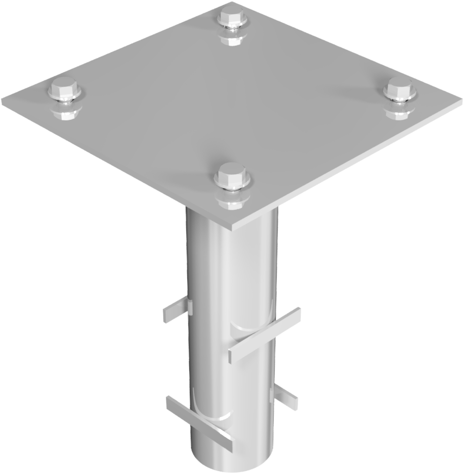 Bodenhülse zum Einbetonieren für _x000D_ Hauptstütze der Wegeschranke Typ 415_x000D_ inkl. 4 Schraub