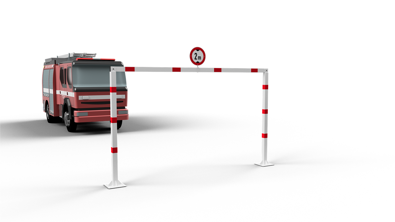Höhenbegrenzer 70x70mm -feststehend- _x000D_ zum Aufdübeln, Durchfahrtshöhe: ca. 2,0m_x000D_ Gesamth