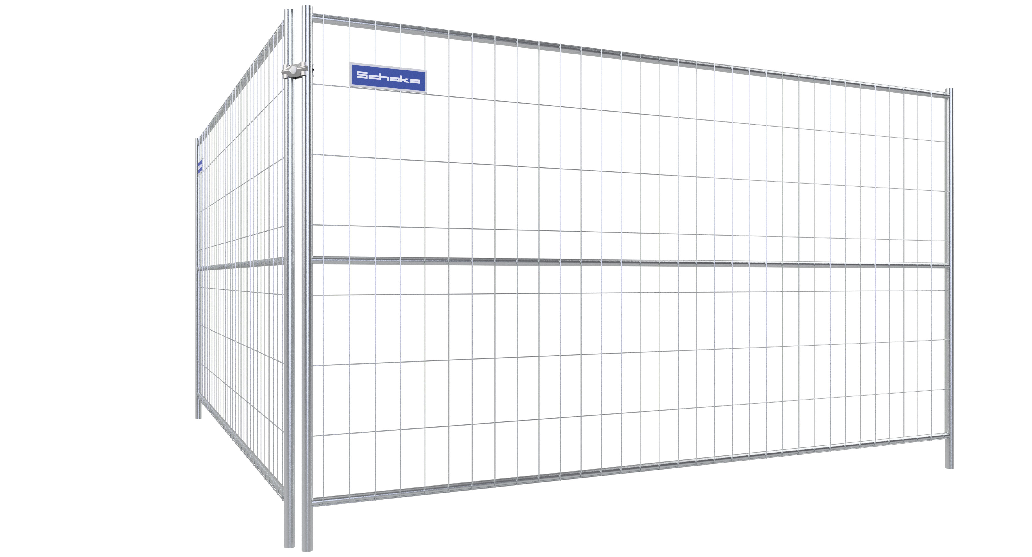 Mobil-Bauzaun verzinkt _x000D_ Typ Protect _x000D_ Maße: 2,00 x 3,50m _x000D_ mit umlaufenden Rohrra
