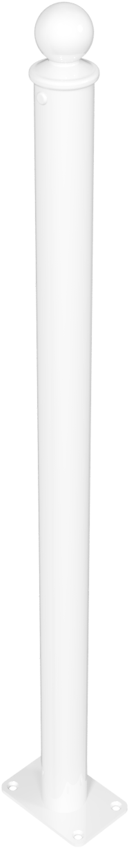 Standrohr Ø 60mm 1,00m verzinkt_x000D_ zum Aufdübeln, mit Alukugelkopf,_x000D_ weiß beschichtet,
