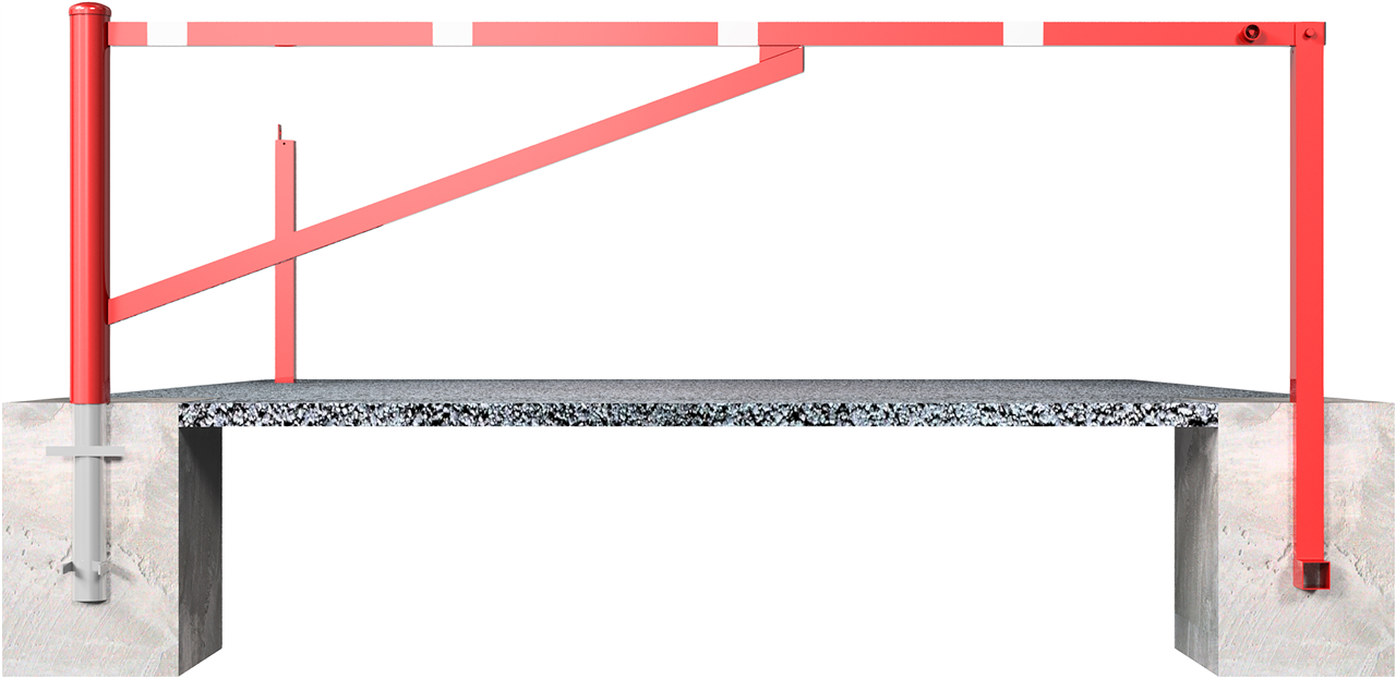 Drehschranke 2,50m, für Vorhangschloss_x000D_ Drehpfosten: Ø 102mm, Schrankenarm: 60x40mm_x000D_ ink