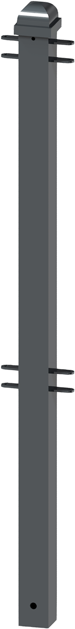 Stadtzaun - Mittelpfosten mit Zierkopf,_x000D_ Vierkantrohr 70x70mm mit Stahlkappe,_x000D_ feuerverz