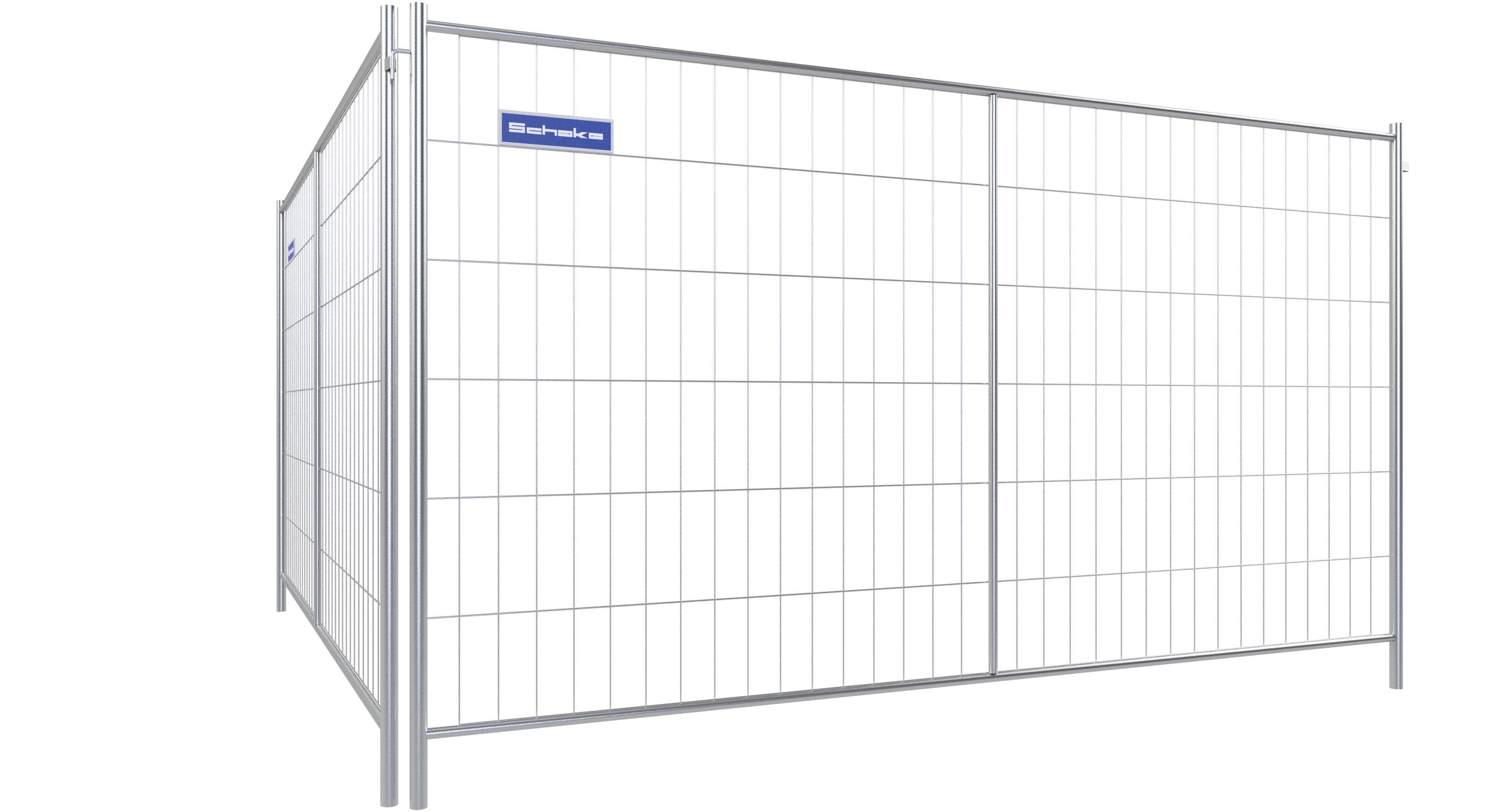 Mobil-Bauzaun verzinkt _x000D_ Typ Profi P _x000D_ Maße: 3,50 x 2,00m _x000D_ mit umlaufenden Rohrra