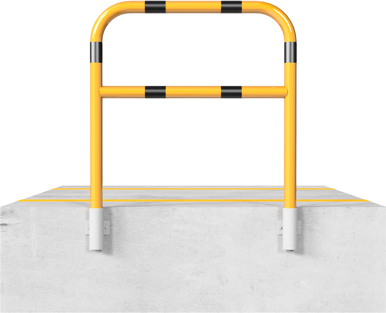 Abweisebügel aus Stahlrohr Ø60mm_x000D_ Breite: 700mm, Gesamthöhe: 1200 mm_x000D_ mit Querholm, feue