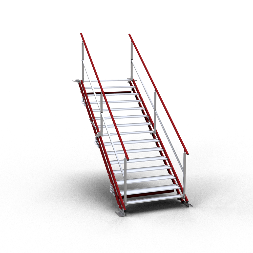 Bautreppen_x000D_ Kombination aus Bautreppe und Rampe als temporärer Verkehrsweg zum Überwinden _x00