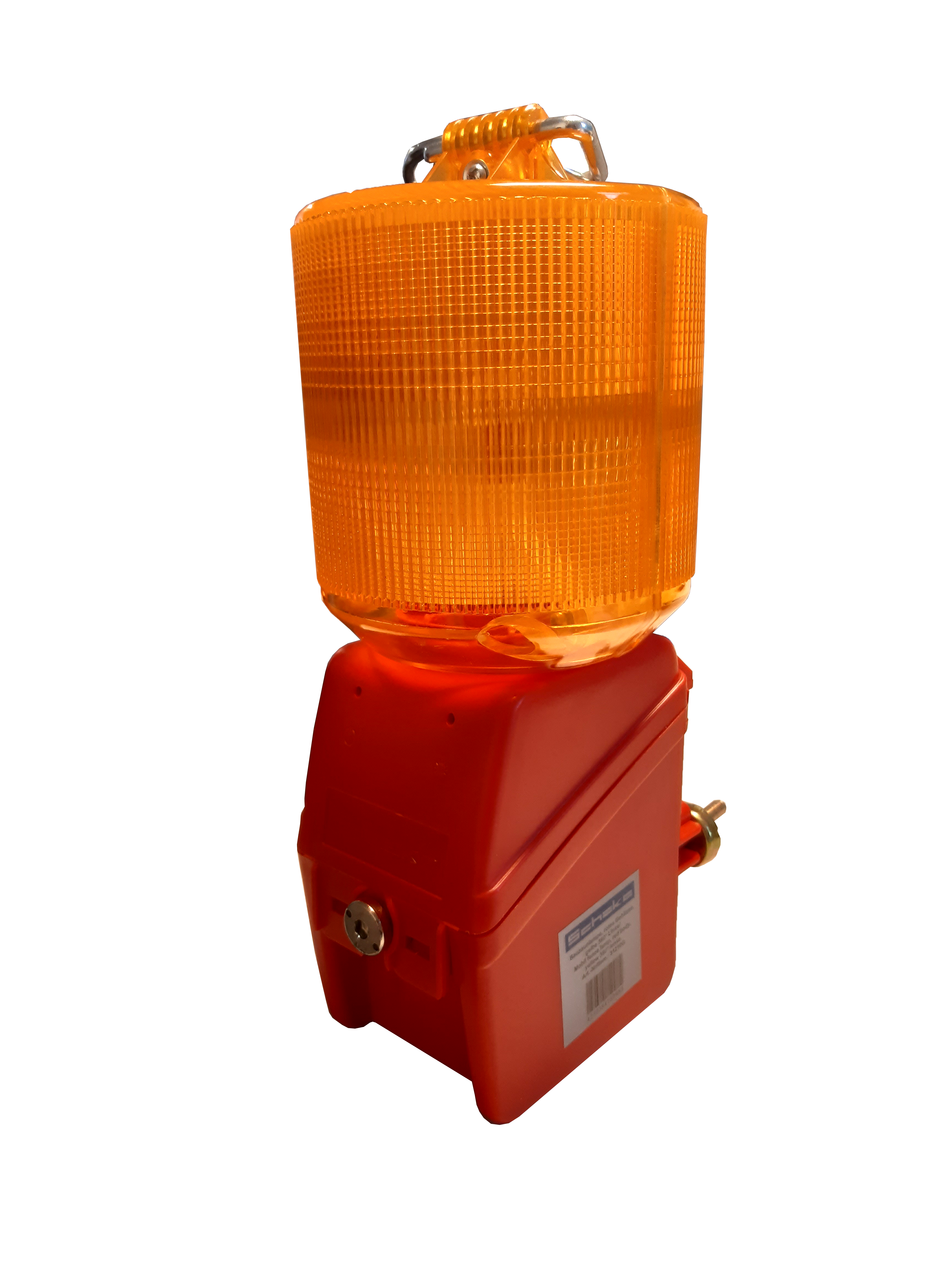 Bauzaunlampe, rotes Gehäuse,_x000D_ rote 360° Linse, inkl. Metallbügel_x000D_ zur Befestigung an Roh