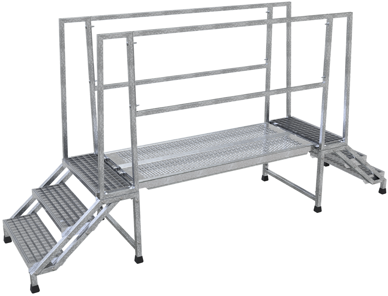 Steigtritt SET mit Systembohlen und Geländern bestehend aus:_x000D_ 2 x Steigtritt (Art.-Nr. 71500)_