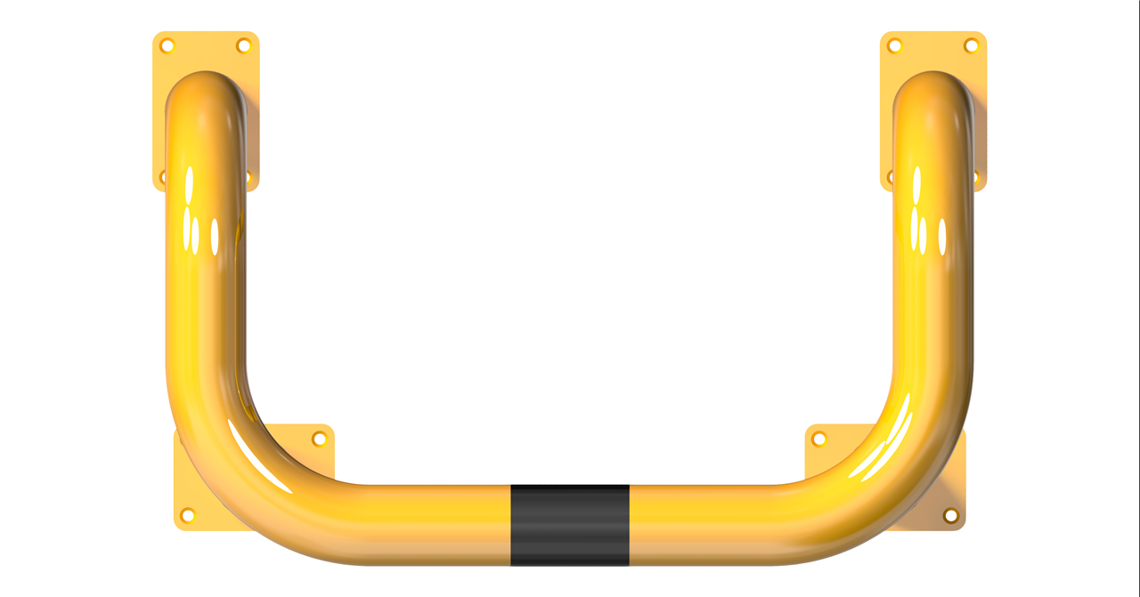 Rammschutzbügel Doppelbügel, Gesamttiefe 460 mm_x000D_ mit 4 Standpfosten gelb beschichtet mit schwa