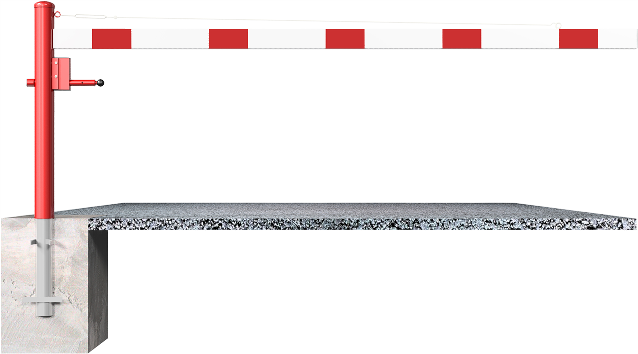 Drehschranke 1,50m, mit Profilzylinderschloss,_x000D_ mit Seilzugverstärkung,_x000D_ Drehpfosten: Ø