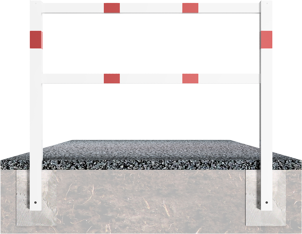 Wegesperren 1,50m mit Knieholm_x000D_ feuerverzinkt und weiß beschichtet_x000D_ mit rot reflektieren