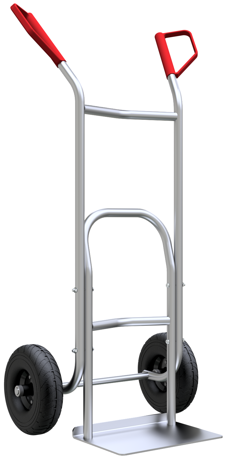 Sackkarre_x000D_ auf Basis eines robusten Alu-Rundrohrrahmens aus Ø 26,9 mm Rohr, mit 2 _x000D_ ergo