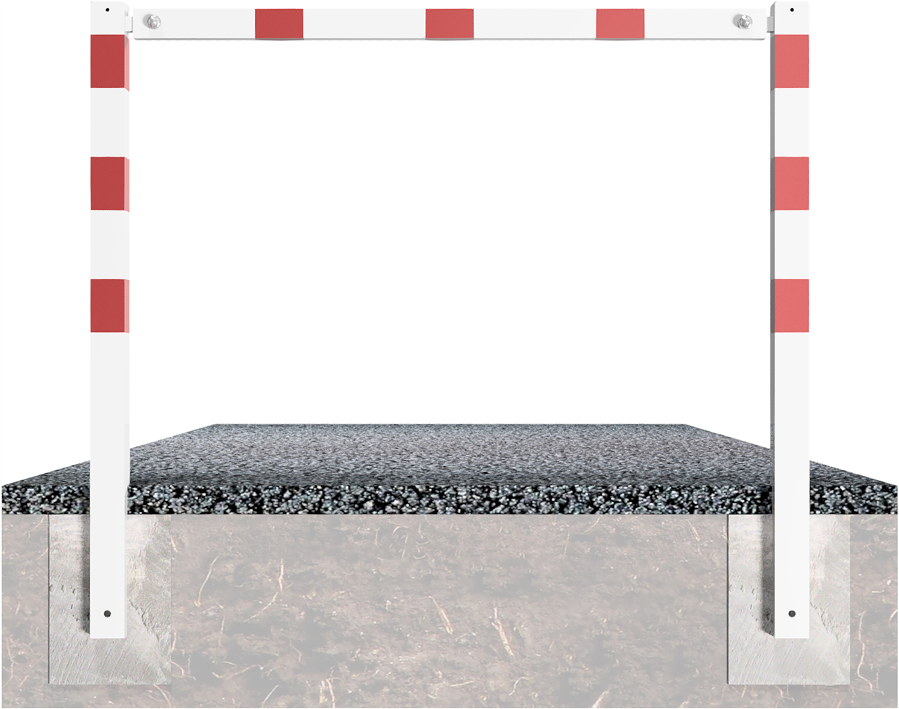 Wegesperren 1,50m feststehend_x000D_ feuerverzinkt und weiß beschichtet_x000D_ mit rot reflektierend