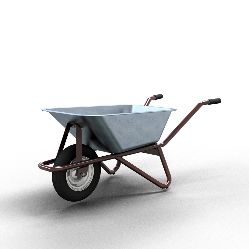 Schubkarre Polier Typ 25_x000D_ mit Tiefmulde 90 Ltr., Blechstärke: 1,25 mm, verstärkt mit Drahteinl