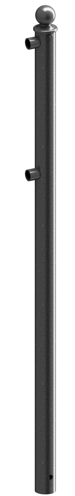 Endpfosten für Schutzgeländer_x000D_ Ø60mm, mit Alu-Kugelkopf_x000D_ für Ober- und Knieholm, feuerve