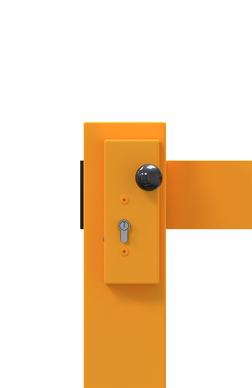 Handschranke 1,5m_x000D_ mit Bodenplatte zum Aufdübeln, für Profilzylinder_x000D_ Stahlkonstruktion