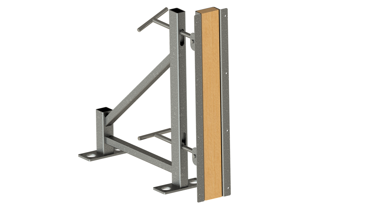 Abschalstütze neigbar mit Kantholz_x000D_ Neigung bis 25°_x000D_ Maße: 750mm x 560 mm x 200 mm_x000D