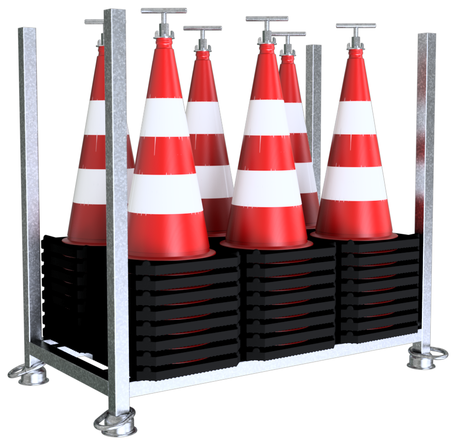 Leitkegel Set bestehend aus:_x000D_ _x000D_ 1 x Palette für Leitkegel (Art.-Nr. 3L5075-5)_x000D_ 48