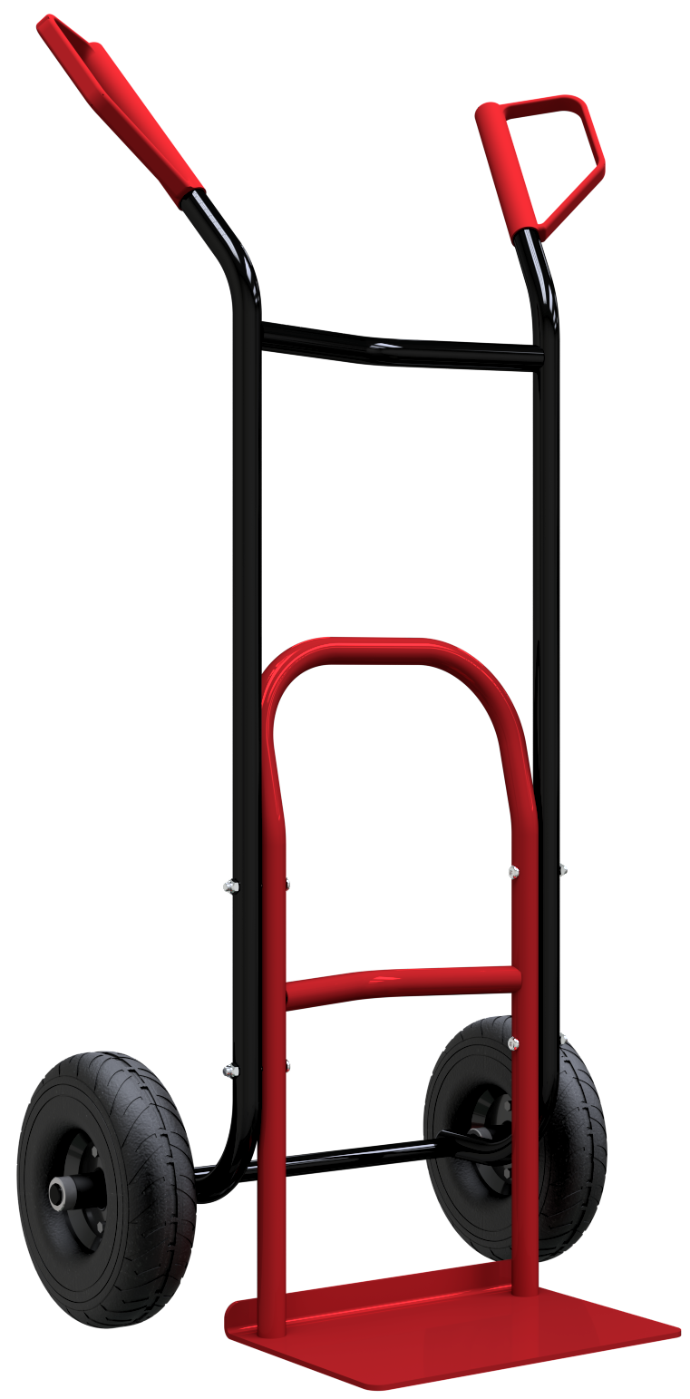 Sackkarre_x000D_ auf Basis eines robusten Rundrohrrahmens aus Ø 26,9 mm Rohr, mit _x000D_ 2 ergonomi